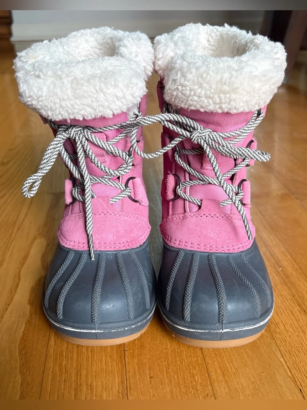 Cat & Jack kit Snow Boots Winter Pink White Gray WaterproofToddler Girls Size 13